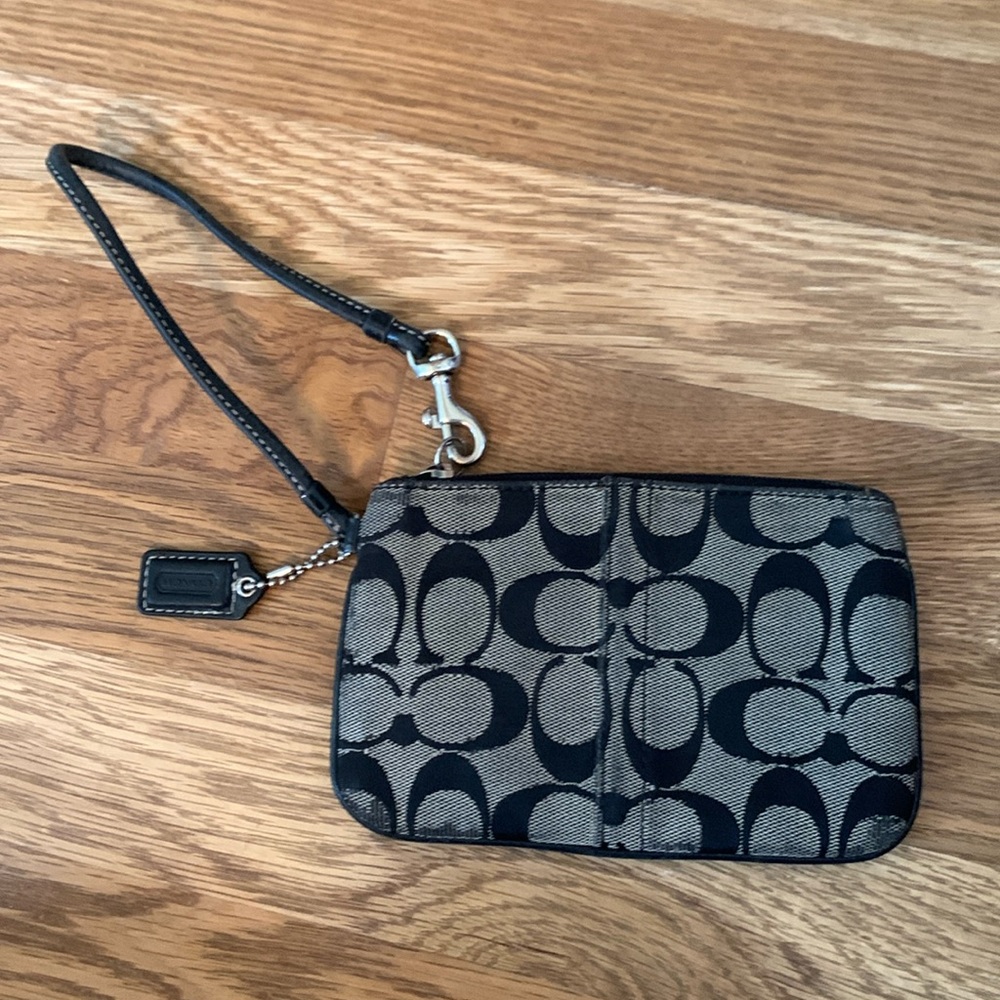 Vintage Y2K Coach Black Wristlet Canvas Signature C Print